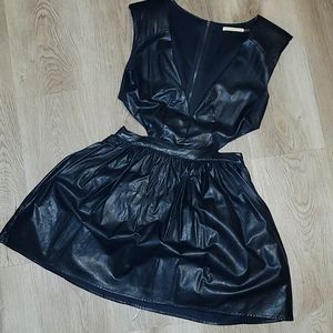 Leather black dress